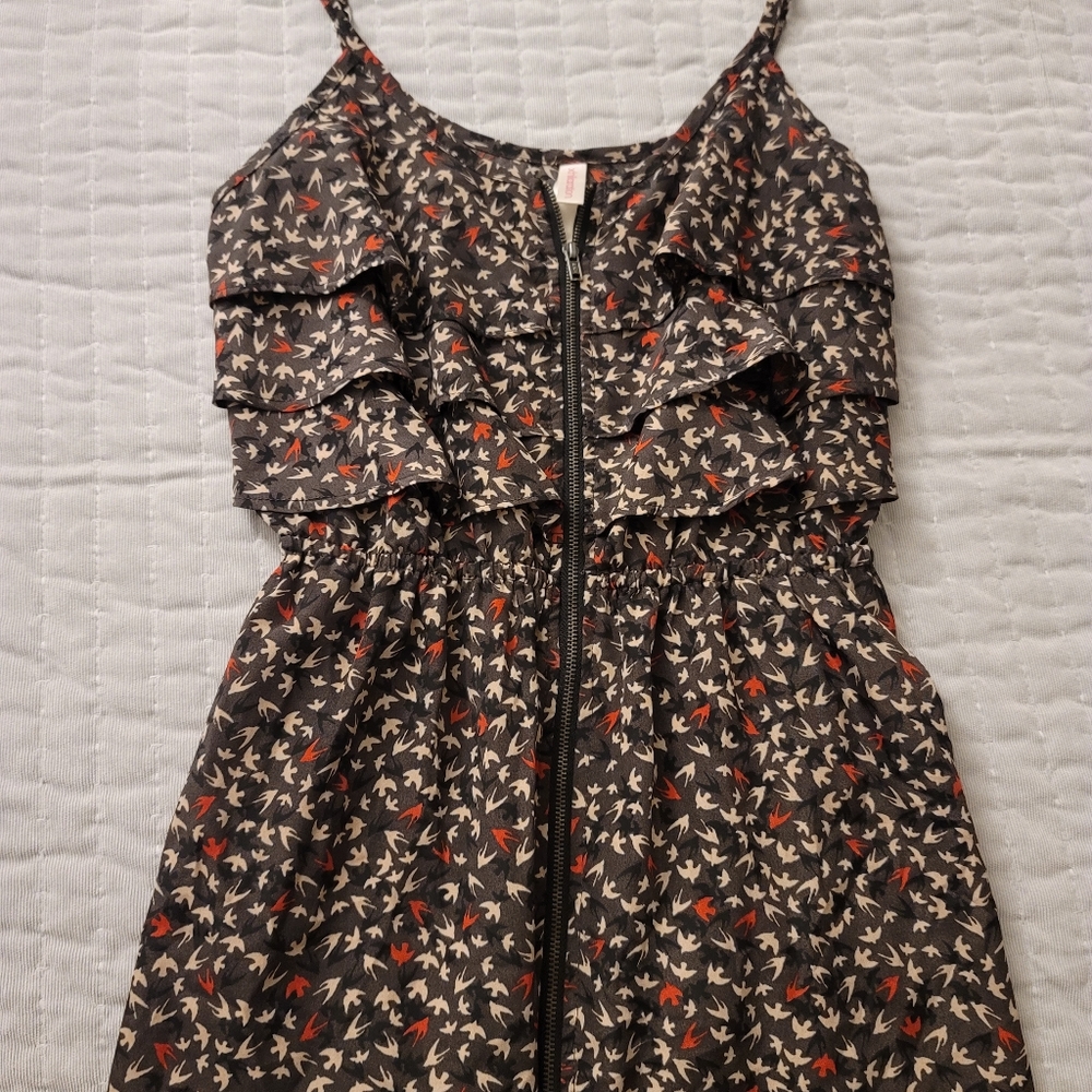 Full zip bird print dress